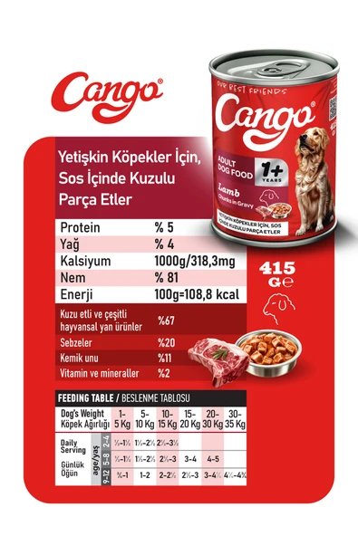 Cango Yetişkin Yaş Köpek Maması Kuzu Etli 415Gr 36Lı - 3