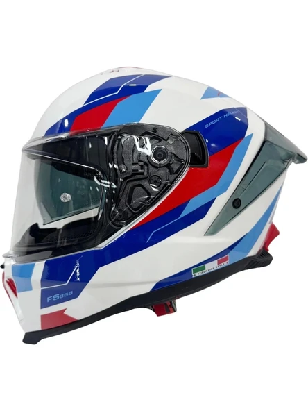 Sway Kask Sway Sw 865 Tıtan White Blue Red Güneş Gözlüklü ürün görseli
