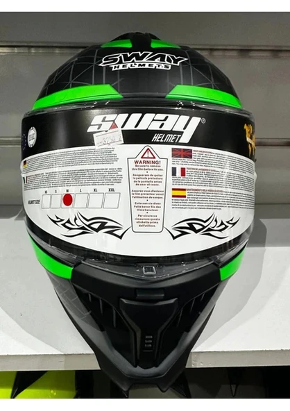 Sway Kask SW-865 Mat Grey/green Güneş Gözlüklü - Resim 2