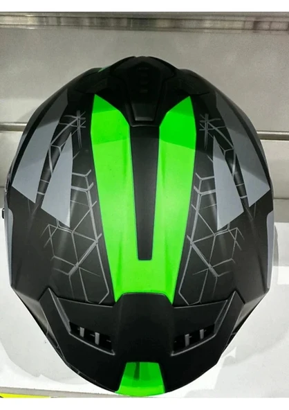 Sway Kask SW-865 Mat Grey/green Güneş Gözlüklü - Resim 4