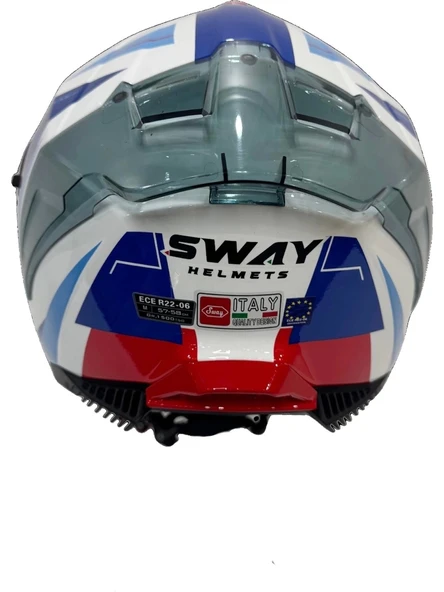 Sway Kask Sway Sw 865 Tıtan White Blue Red Güneş Gözlüklü - Resim 3