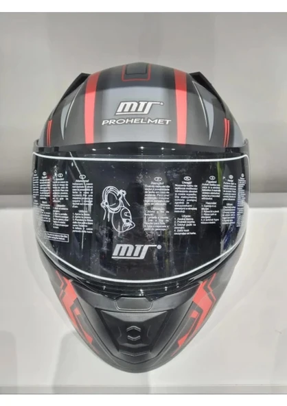 MTS Kask Mts Pro 801 Twılgh Güneş Gözlüklü Mat Gri/kırmızı - 3