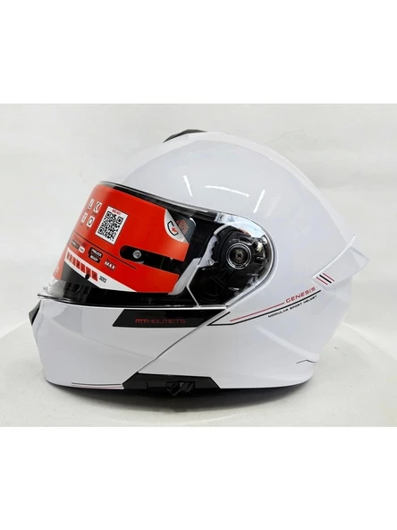 MT Kask mt Genesis Sv A0 Çene Açılır Kask Parlak Beyaz - 3