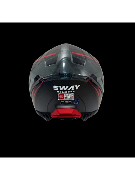 Sway Kask Sway Sw 865 Space Black Red Güneş Gözlüklü - 4