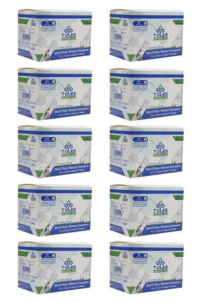 Tules Non-woven Steril Gazlı Bez Gaz Kompres 7,5x7,5cm 1000 Adet