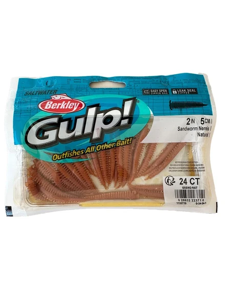 Berkley Gulp Saltwater Sandworm 5cm LRF Silikon Yem – Natural ürün görseli