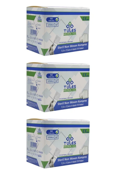 Tules Non-woven Steril Gazlı Bez Gaz Kompres 7,5 X 7,5cm 300 Adet