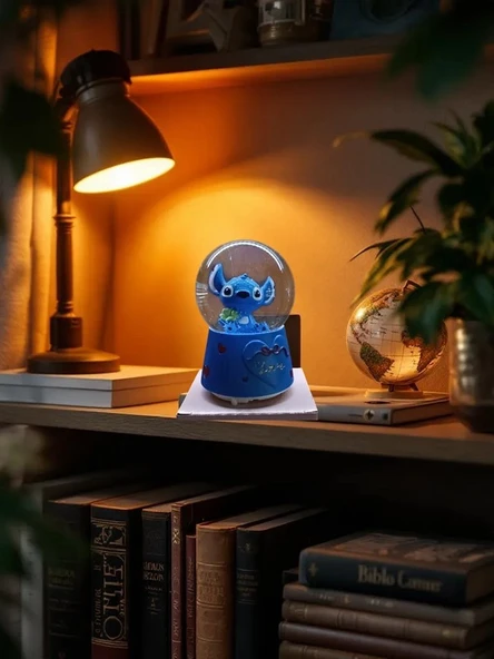 Püskürtmeli -10cm-8cm -mavi renk Kar küre - Resim 2