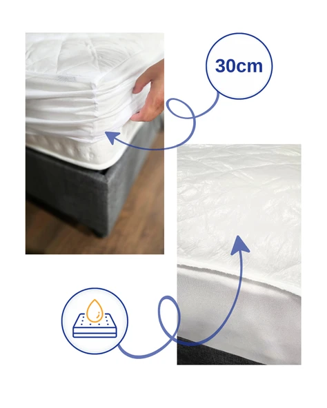 Tek Kişilik 100x200 Su Geçirmez Fitted Lastikli Yatak Koruyucu Alez – Kapitone Silikon Elyaf - 3
