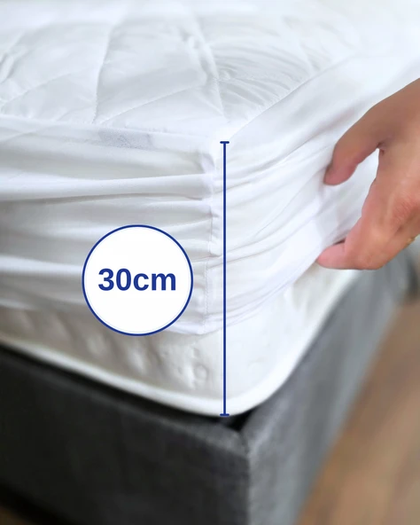 Tek Kişilik 100x200 Su Geçirmez Fitted Lastikli Yatak Koruyucu Alez – Kapitone Silikon Elyaf - 5