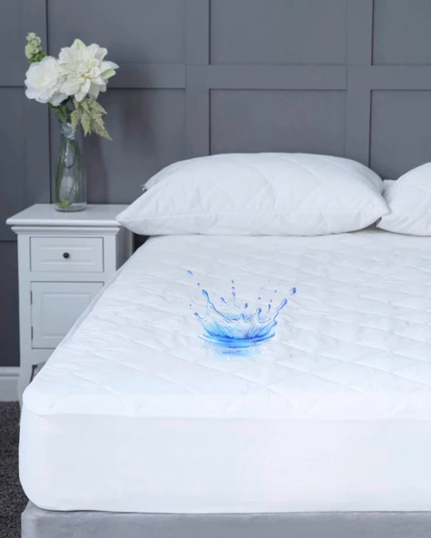 Tek Kişilik 100x200 Su Geçirmez Fitted Lastikli Yatak Koruyucu Alez – Kapitone Silikon Elyaf - 1