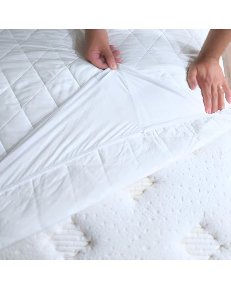 Tek Kişilik 100x200 Su Geçirmez Fitted Lastikli Yatak Koruyucu Alez – Kapitone Silikon Elyaf - 4