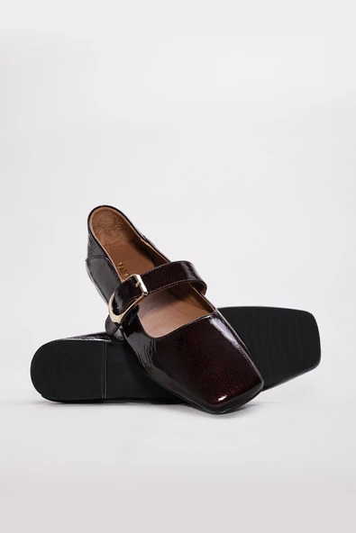 Hakiki Deri  Kadın Babet Ayakkabı 210ZA9757 - Resim 9