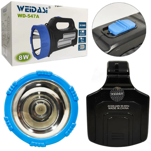 EL FENERİ PROJEKTÖR+IŞILDAK ŞARJLI 8W+30SMD WEIDASI WD-547A - Resim 2