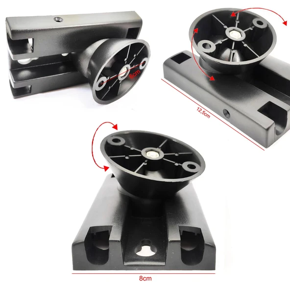 UNIVERSAL Sütun Hoparlör Duvar Askı Aparatı Hareketli 20cm Siyah - 2