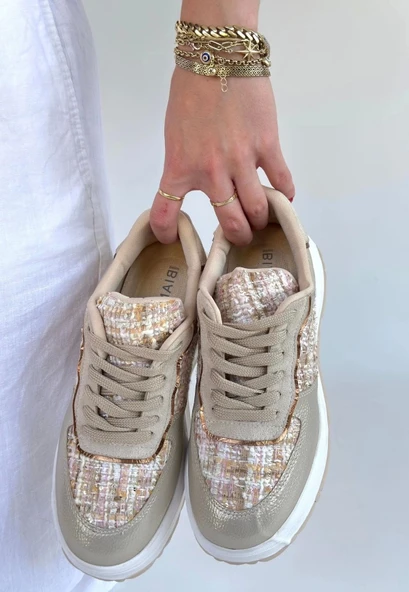 Hawer Bej Cilt Bağcıklı Spor Ayakkabı - 3