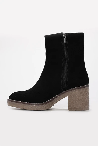 Hakiki Deri Kürklü  Kadın Kalın Topuklu Bot 657SZA2505 - Resim 2