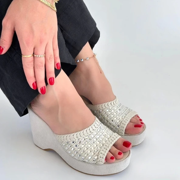 Moka Bej Triko Dolgu Topuk Terlik - 4