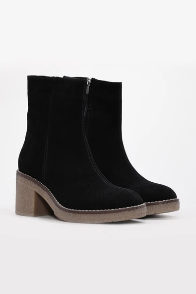 Hakiki Deri Kürklü  Kadın Kalın Topuklu Bot 657SZA2505 - Resim 4