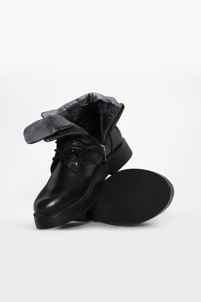 Hakiki Deri Kürklü  Kadın Klasik Bot 657SZA2506 - Resim 3