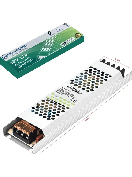 Wellpower WPUS-1217M Metal Kasa Adaptör Slim 12 Volt 17 Amper