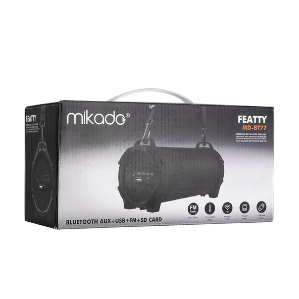 Mikado MD-BT77 Siyah MP3 Oynatıcı Aux+Usb+FM+BT+TF Kartlı Speaker Hoparlör