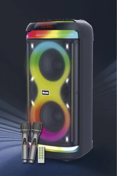 BTS-1993 Siyah RGB Ledli Mikrofonlu Kumandalı Bluetooth Hoparlör Parti Speaker - 4