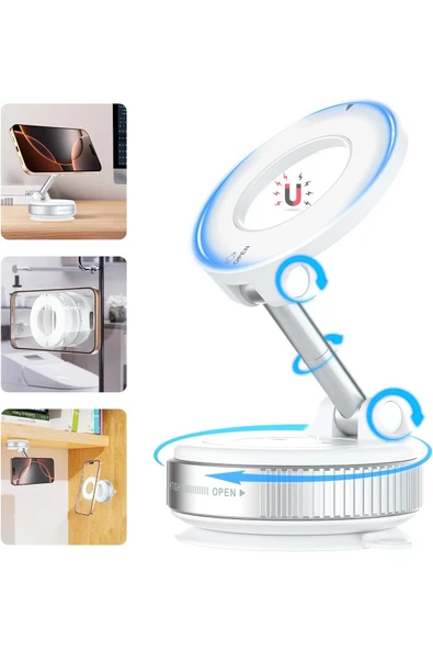 Manyetik Vakumlu Katlanır Araç Telefon Tutucu Ayna-cam-araba Magsafe Araç Tutucu X68 - 8