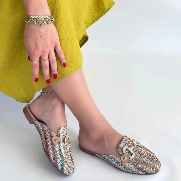 Yenda Renkli Dokumalı Terlik - Resim 4