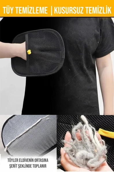 Çift Taraflı Statik Kedi Köpek Tüy Temizleme Eldiveni Giysiler Mobilyalar Halılar İçin - Resim 5