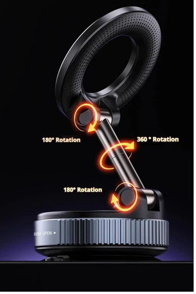 Manyetik Vakumlu Katlanır Araç Telefon Tutucu Ayna-cam-araba Magsafe Araç Tutucu X68 - 3