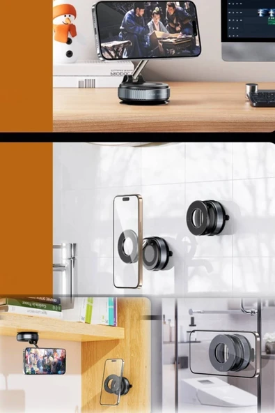 Manyetik Vakumlu Katlanır Araç Telefon Tutucu Ayna-cam-araba Magsafe Araç Tutucu X68 - 5