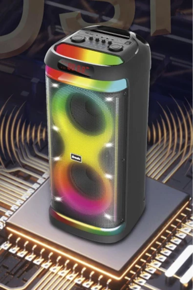 BTS-1993 Siyah RGB Ledli Mikrofonlu Kumandalı Bluetooth Hoparlör Parti Speaker - 5