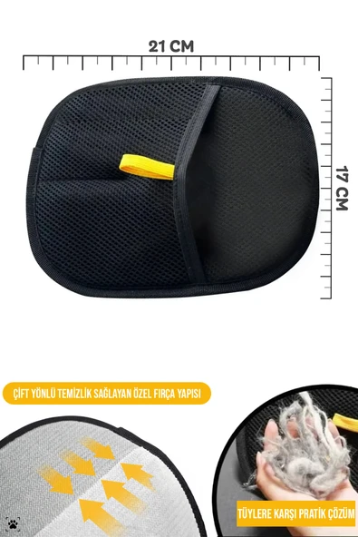 Çift Taraflı Statik Kedi Köpek Tüy Temizleme Eldiveni Giysiler Mobilyalar Halılar İçin - Resim 3