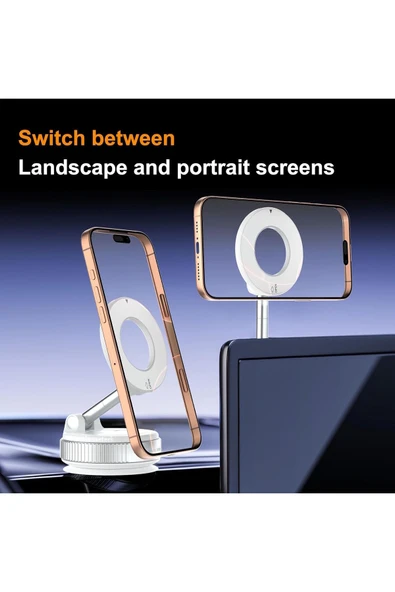 Manyetik Vakumlu Katlanır Araç Telefon Tutucu Ayna-cam-araba Magsafe Araç Tutucu X68 - 12