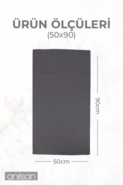 6'lı Greek Antrasit El Havlusu - 50x90 Cm, 225 Gr, %100 Pamuk, Spa Ve Otel Havlusu, Günlük Kullanıma Uygun - 4