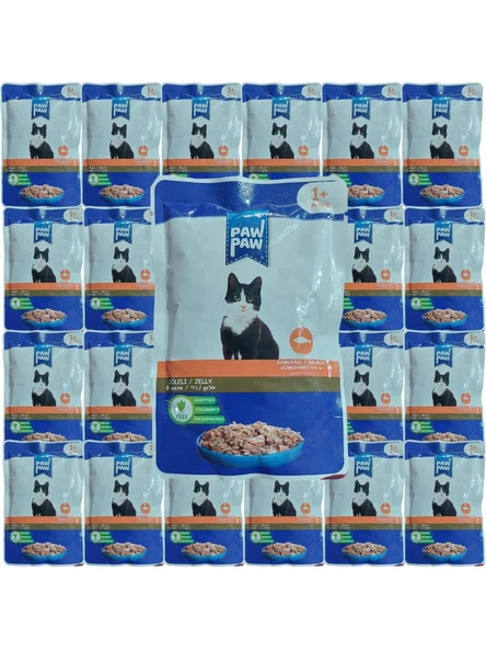 Paw Paw Jöle Içinde Somonlu Yaş Kedi Maması 85 gr x 24 Adet - 1