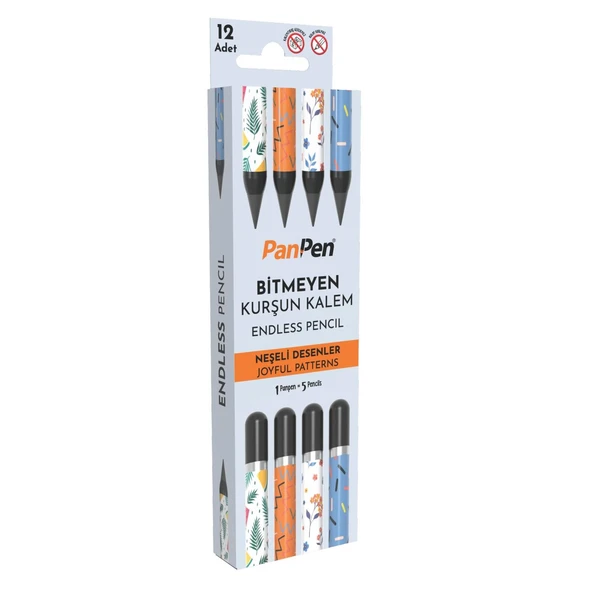 Panda Panpen Neşeli Desenler Serisi Bitmeyen Kurşun Kalem (PAN719) 12 Adet - Resim 2