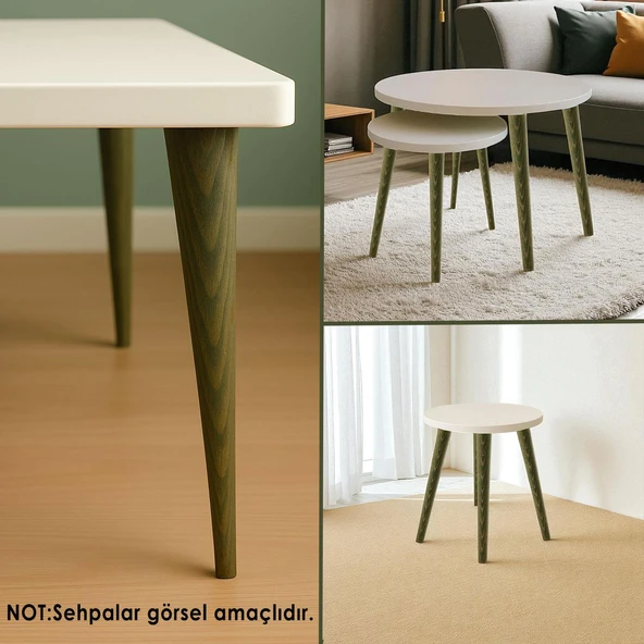 4 Adet Ahşap Ayak 35 Cm Orman Yeşili M8 Civatalı Bağlantı Aparatlı Mobilya Tabure Sehpa Masa Destek Ayağı - Resim 5