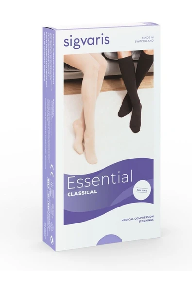 SİGVARİS Essential Classical (TOPFİNE) /Diz Altı /Orta Basınç / A.burun /siyah