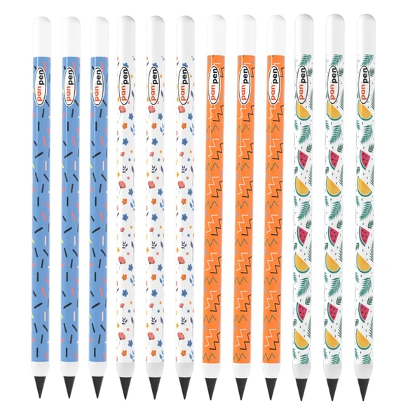 Panda Panpen Neşeli Desenler Serisi Bitmeyen Kurşun Kalem (PAN719) 12 Adet ürün görseli
