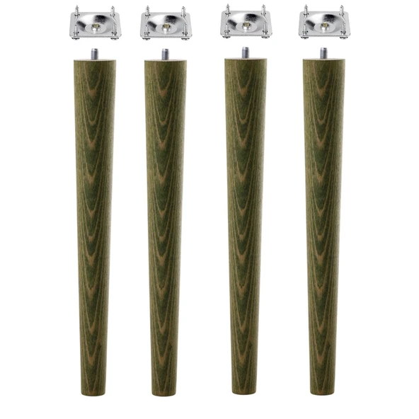 4 Adet Ahşap Ayak 35 Cm Orman Yeşili M8 Civatalı Bağlantı Aparatlı Mobilya Tabure Sehpa Masa Destek Ayağı - Resim 6