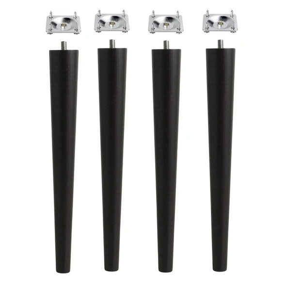 4 Adet Ahşap Ayak 35 Cm Siyah M8 Civatalı Bağlantı Aparatlı Mobilya Tabure Sehpa Masa Destek Ayağı - Resim 6