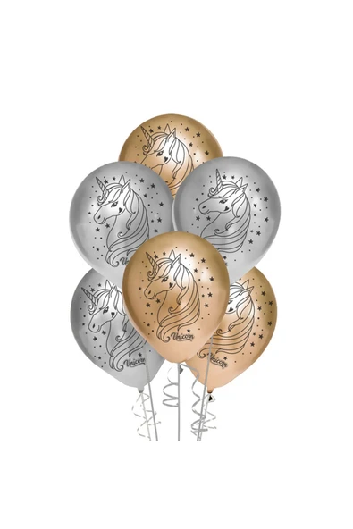 Elegant Unicorn Baskılı Metalik Balon 20li -Elegant Unicorn- - 1
