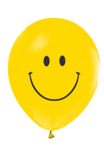 Gülen Yüz Baskılı Sarı Balon 12 Inch 15 Adet ürün görseli
