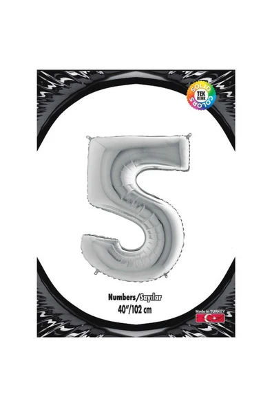 Kikajoy Rakam Folyo Balon 40" Gümüş -5- ürün görseli