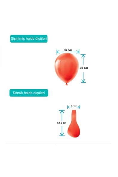 Pastel Balon Baskısız (100 'LÜ) Kırmızı - Resim 2