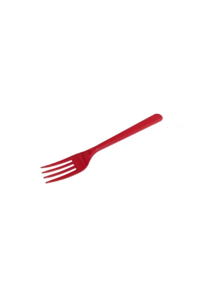 Tabak Bardak Çatal Set Set 25 Li Yuvarlak 22 Cm ( Kırmızı ) - 4