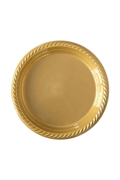 Gold Tabak Bardak Çatal Set 25 Li Yuvarlak 22 cm - 2