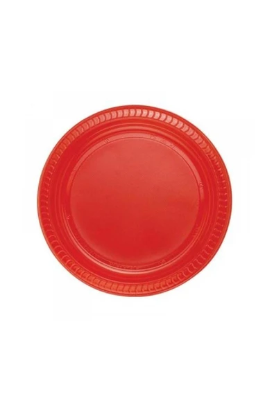 Kırmızı Plastik Tabak 22 cm 25'li - 1